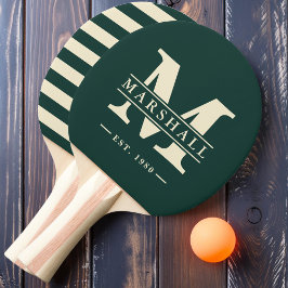 Pala De Ping Pong Polo Verde Musgo con Superposición de Monograma y 