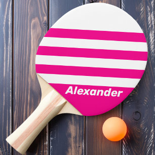 Pala De Ping Pong Polo Vintage Rosa Rayas de Piruleta con Nombre