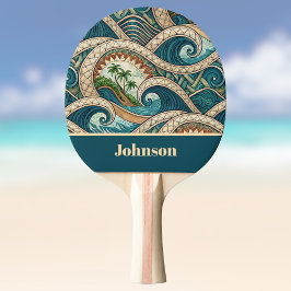 Pala De Ping Pong Polynesian Tropical Wave Palm Trees Pattern Name