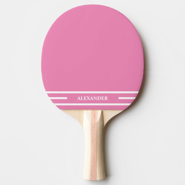 Pala De Ping Pong Pong Pong Ping rosa y blanco con nombre (Anverso)