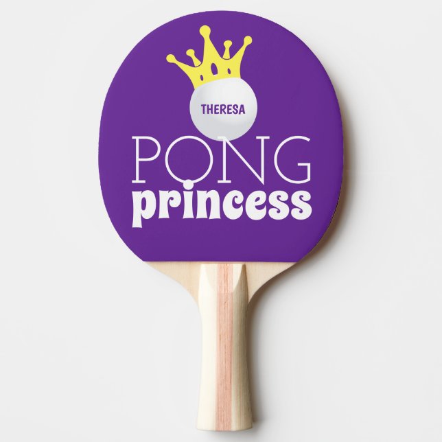 Pala De Ping Pong Pong Princess Purple Nombre Personalizado (Anverso)