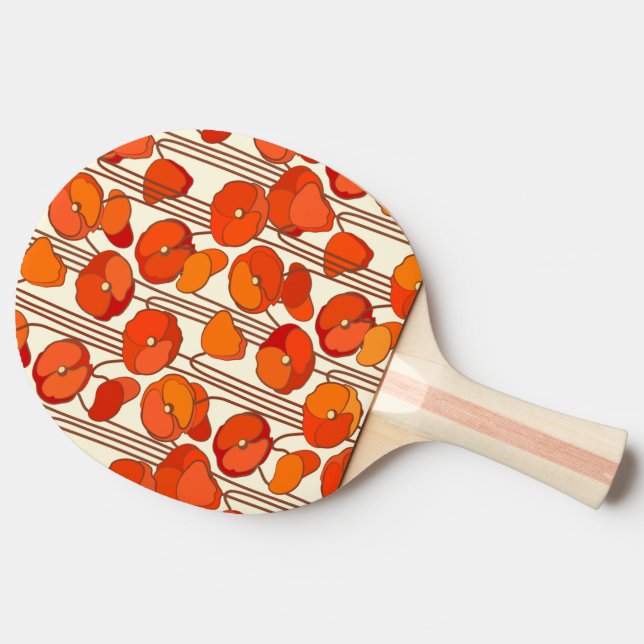 Pala De Ping Pong Poppies Art Nouveau Ping Pong Paddle (Reverso)