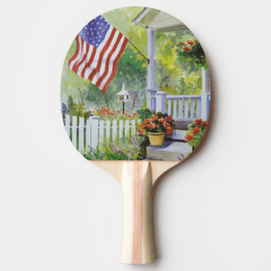 Pala De Ping Pong Pórche de entrada colonial de la bandera american