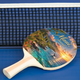Pala De Ping Pong Póster de viaje de la costa tropical de Maui Hawai