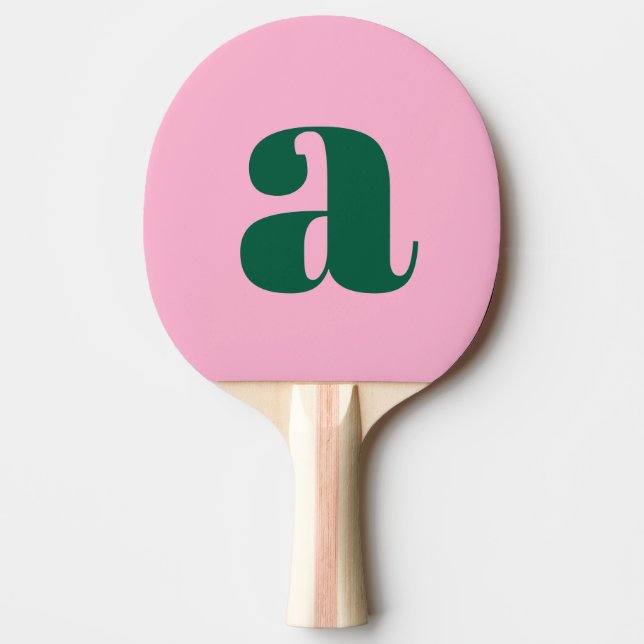 Pala De Ping Pong Preppy Pink and Green Bold Retro Monogram Initial (Anverso)