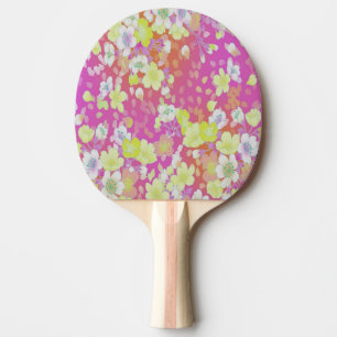 Pala De Ping Pong Primavera de flores amarillas rosadas y florales p