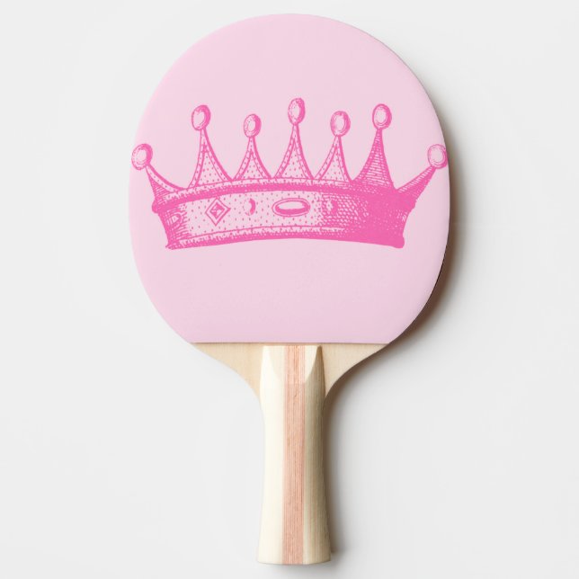 Pala De Ping Pong Princesa magenta Crown en fondo rosado (Anverso)