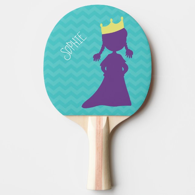 Pala De Ping Pong Princesa púrpura personalizada Silhouette Teal de (Anverso)