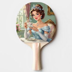 Pala De Ping Pong Princesa sofisticada con corona y vestido elegante