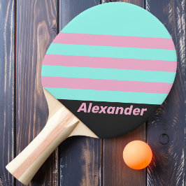 Pala De Ping Pong Prismas de rayas Vintage Sport Night con nombre