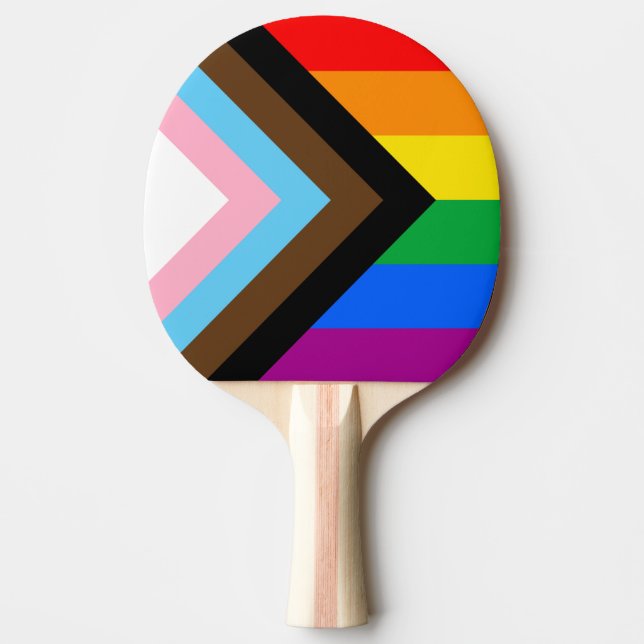 Pala De Ping Pong Progreso del Orgullo Progresista LGBTQ+ (Anverso)