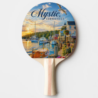 Pala De Ping Pong Puesta de sol en el puerto de Mystic, Connecticut