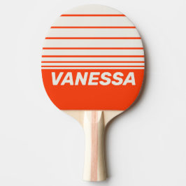 Pala De Ping Pong Puesta de sol retro naranja tres franjas en el hor