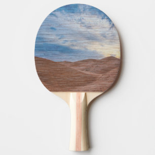 Pala De Ping Pong Puesta de sol sobre dunas de arena en foto de text