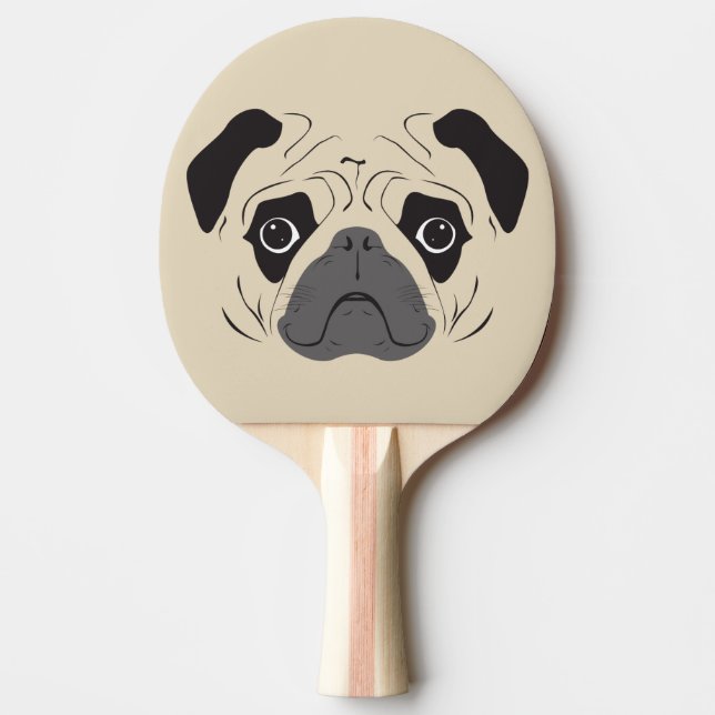 Pala De Ping Pong Pug Face Silhouette (Anverso)
