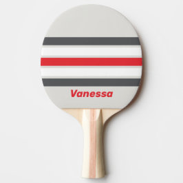 Pala De Ping Pong Punta de ala dividida vintage con franjas y nombre