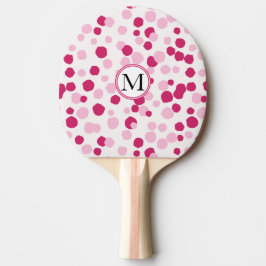 Pala De Ping Pong Punto blanco rosado Personalizado Monograma Ping P