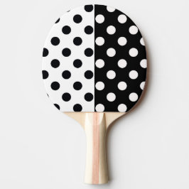 Pala De Ping Pong Punto de Polka Inverso de la mitad de color blanco