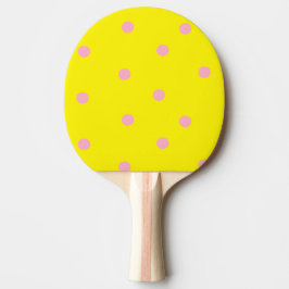 Pala De Ping Pong Punto de polka rosa sobre amarillo
