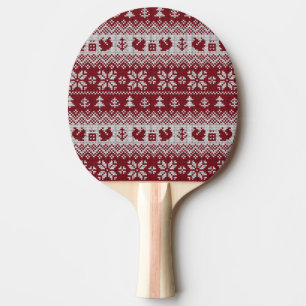 Pala De Ping Pong Punto, Navidades, ardillas, patrón vintage.