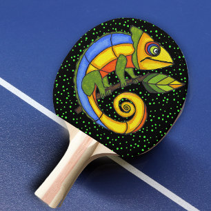 Pala De Ping Pong Puntos coloridos de la rama del lagarto de la