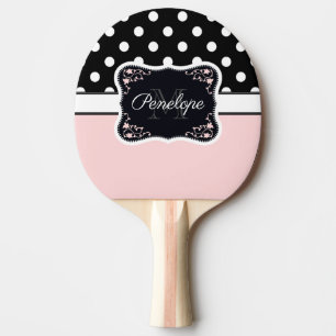 Pala De Ping Pong Puntos rosados y negros