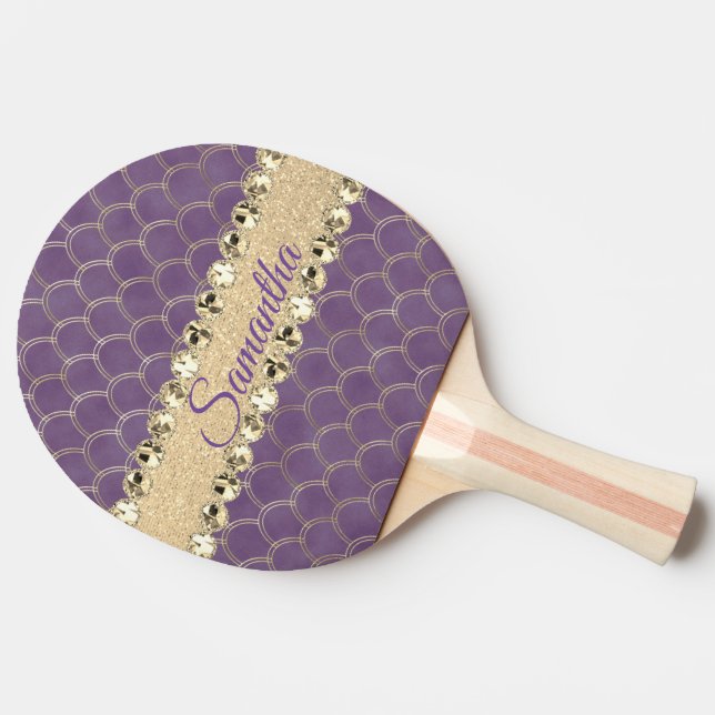 Pala De Ping Pong Purple and Relieve metalizado dorado Diamond Bling (Lateral)