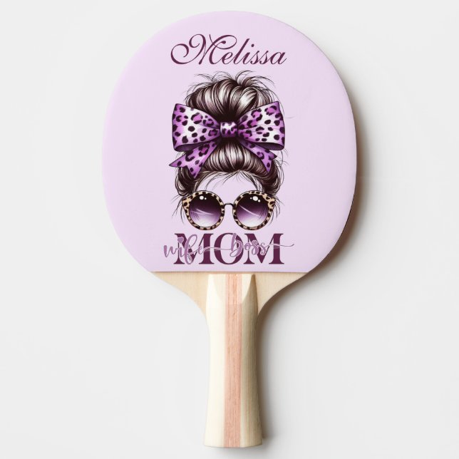 Pala De Ping Pong Purple Messy Bun Mom Wife Boss (Anverso)