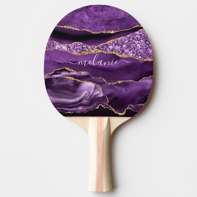 Pala De Ping Pong Purple Violet Gold Custom Name Ping Pong Paddle (Anverso)
