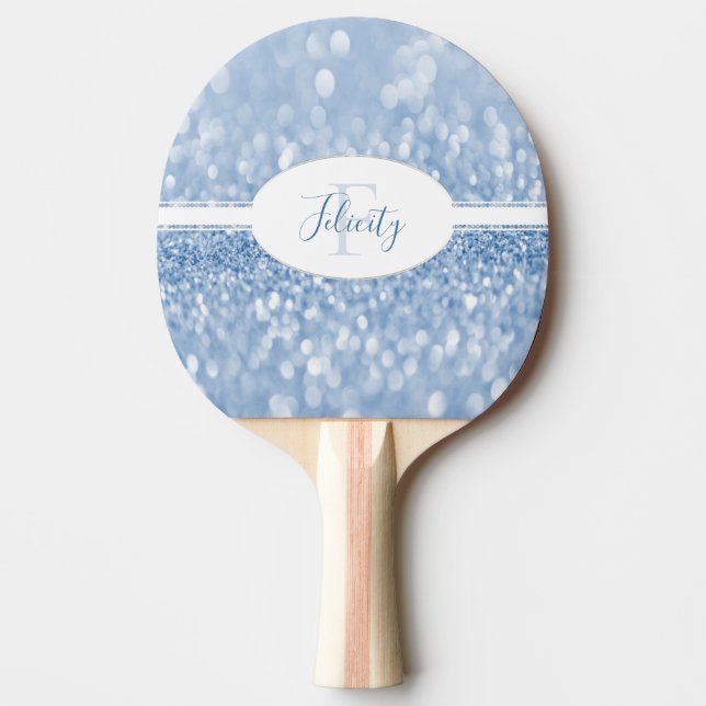 Pala De Ping Pong Purpurina azul Personaliza Ping Pong Paddle (Anverso)