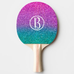 Pala De Ping Pong Purpurina brillante rosa turquesa azul y morado