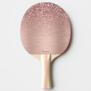 Pala De Ping Pong Purpurina de imitación de oro Rosa y textura metál