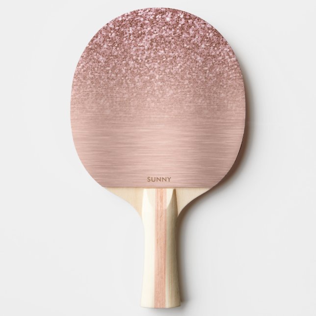 Pala De Ping Pong Purpurina de imitación de oro Rosa y textura metál (Anverso)