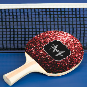 Pala De Ping Pong Purpurina de imitación rojo oscuro enciende glamou