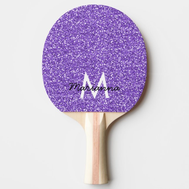 Pala De Ping Pong Purpurina de Lavanda Púrpura Personalizado (Anverso)