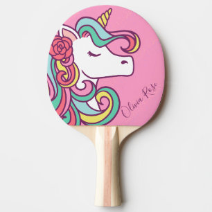 Pala De Ping Pong Purpurina de oro rosa mágico de unicornio personal