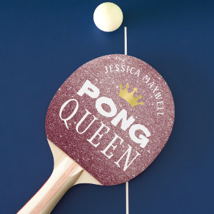 Pala De Ping Pong Purpurina de oro Rosa personalizado PING PONG QUEE