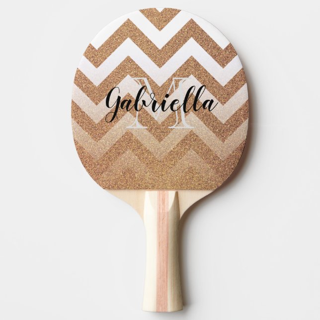 Pala De Ping Pong Purpurina Dorado Chevrons (Anverso)