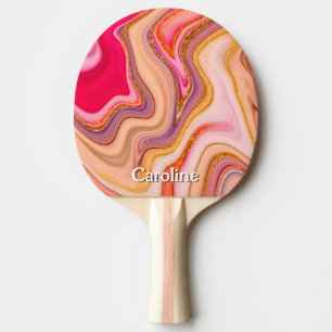 Pala De Ping Pong Purpurina espumosa chica Marble Art Rosa Oro perso