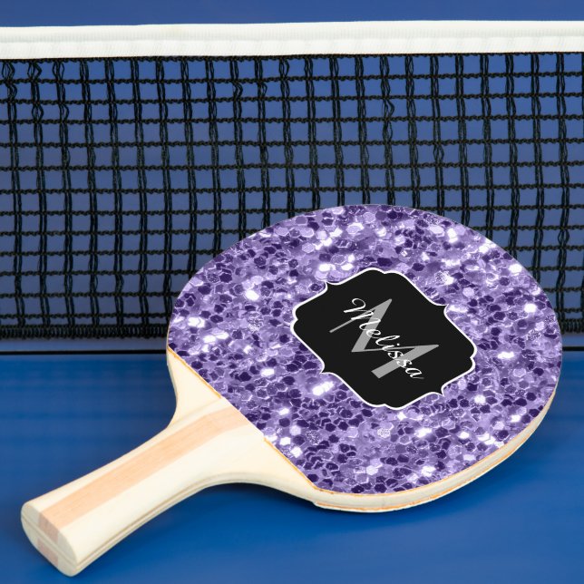 Pala De Ping Pong Purpurina morado ultravioleta chispa Monograma (in situ)