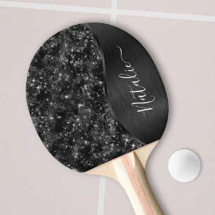 Pala De Ping Pong Purpurina negro metálico personalizado