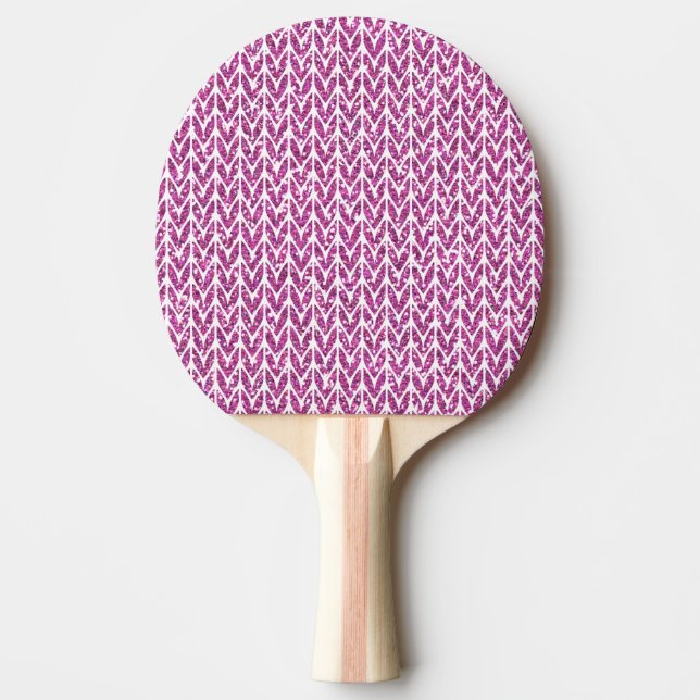 Pala De Ping Pong Purpurina rosa Chevrons Modelo de Knit (Anverso)