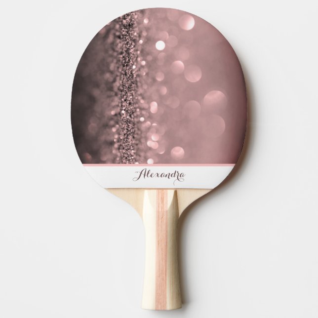 Pala De Ping Pong Purpurina rosa personalizado (Anverso)