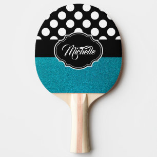 Pala De Ping Pong Purpurina y puntos
