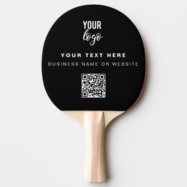 Pala De Ping Pong QR Code Business Logo Black Simple Table Tensi (Anverso)