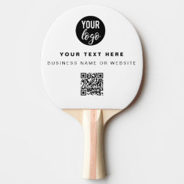 Pala De Ping Pong QR Code Business Logo White Simple Table Tenis