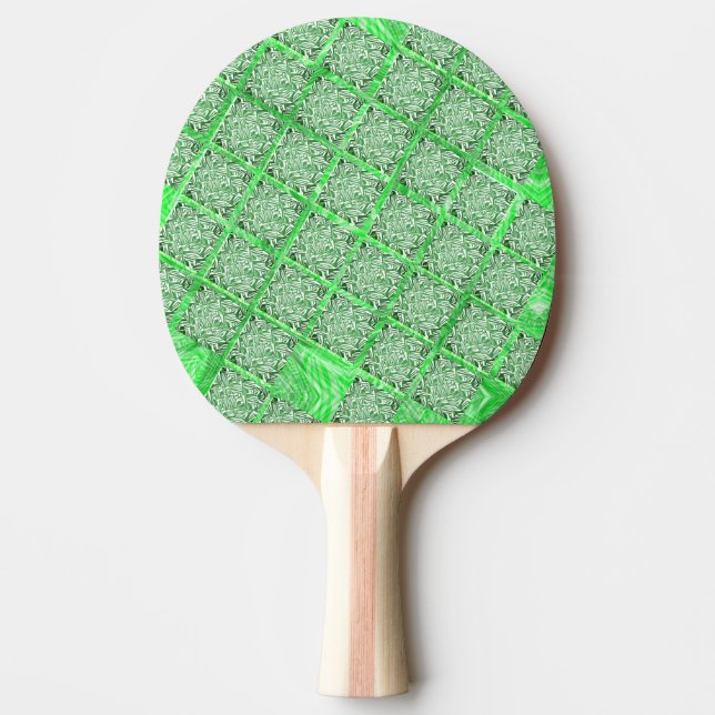 Pala De Ping Pong Quadradas, azulejo falso, folhagens fingidos verde (Anverso)