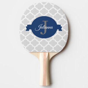 Pala De Ping Pong Quatrefoil azul personalizado