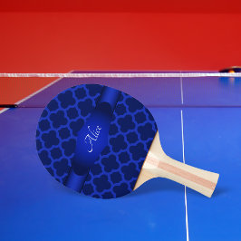 Pala De Ping Pong Quatrefoil azul real personalizado