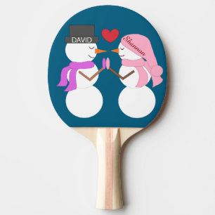 Pala De Ping Pong Queridos muñecos de nieve enamorados: Azul marino 